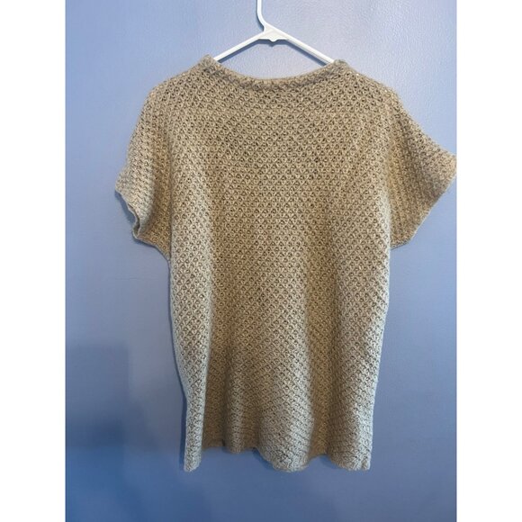 Zara Light Brown Button Up Short Sleeve Vest Cardigan W Pockets SZ M, Wool Blend - Picture 7 of 7